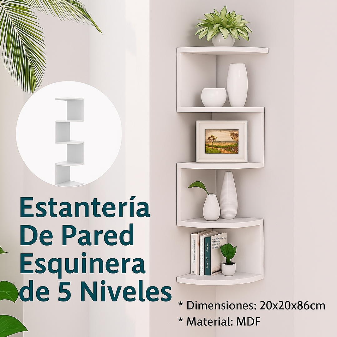 Estante Esquinero Flotante 5 Niveles | Marverio