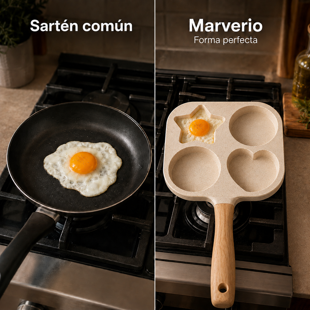 Sartén Antiadherente con 4 Moldes