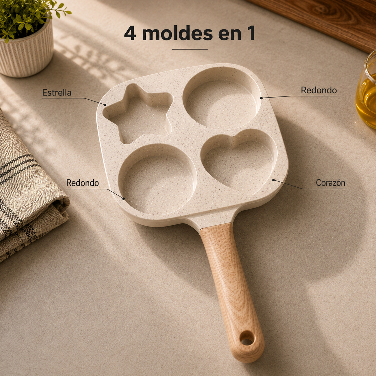 Sartén Antiadherente con 4 Moldes